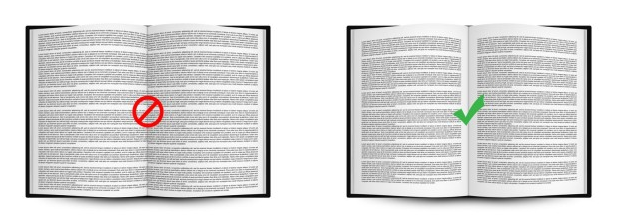 Минимално бяло поле за подвързията